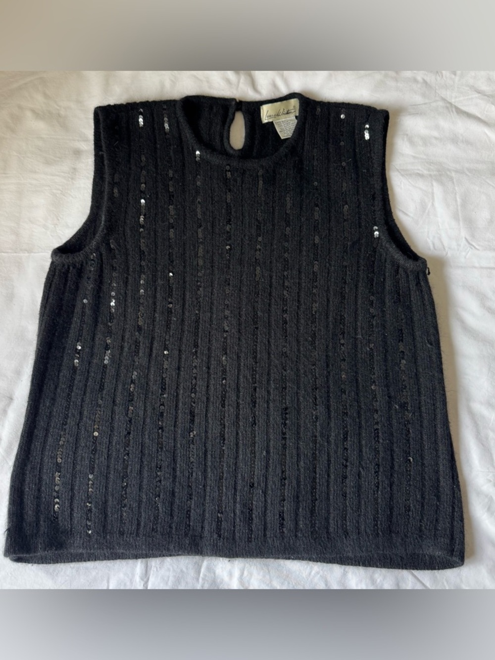Vintage Laura Winston XL Silk & Angora BlendSequins Sleeveless Sweater